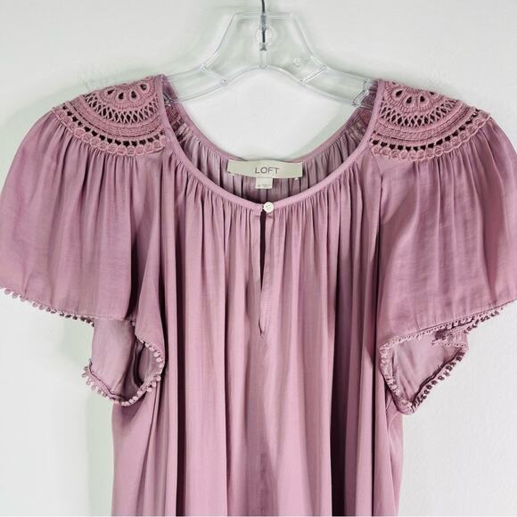 Loft purple lavender lace boho romantic cottagecore top medium - Picture 2 of 6